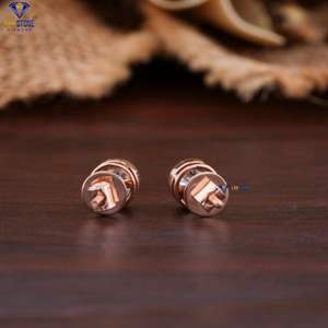 ต่างหูเพชรทรงกลมเจียระไนแบบบริลเลียนท์ น้ำหนัก 1.08 กะรัต ตัวเรือนโรสโกลด์ จาก Labstone เหมาะสำหรับใส่ทุกวัน สี EF-VS ของขวัญสำหรับเธอ - Product Image 3