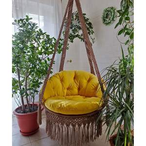 Silla Colgante de Macramé Bohemia Hecha a Mano, Elegante y Cómoda, Hamaca Colgante para Interiores y Exteriores, para Sala de Estar y Gimnasio, Relajación - Product Image 1