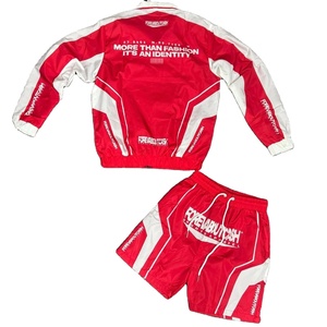 Custom Manufacturer Windbreaker 100% Polyester With <b>Mesh</b> Lining Quick Dry Hoodie Shorts <b>Two</b> <b>Piece</b> Tracksuit <b>Sets</b> - Product Image 2