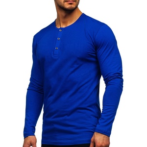 Usine directe vente en gros hommes 100% coton Henley T-Shirt solide et respirant bouton avant impression numérique prix de gros - Product Image 1