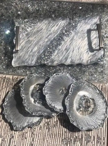 Plateau de service en résine époxy personnalisable avec sous-verres pour la maison, le restaurant, l'hôtel, utilisation décorative pour les cadeaux et les événements - Product Image 5