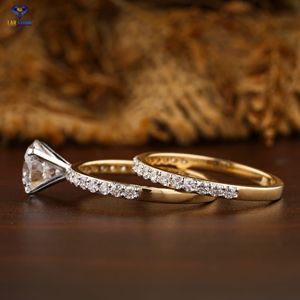 แหวนเพชรทรงกลมสุดสุกใสขนาด2.06นิ้ว TDW แหวนหัวแหลมสีเหลืองทอง18K ติดตั้งพร้อมสายรัด cvd/hpht - Product Image 3