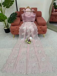 Heavy Zimmy Chu tela bordada trabajo Saris blusa única India paquistaní verano fiesta desgaste para celebraciones temporada de invierno - Product Image 5