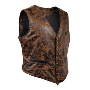 Chaleco vaquero de piel sintética marrón para hombre, chaleco de invierno estilo motociclista, Chaleco de cuero sin mangas de talla grande para hombre - Product Image 2