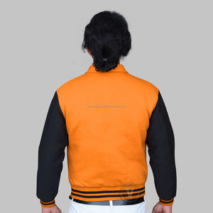 Veste universitaire en molleton de coton personnalisé pour hommes, noir, bleu, brodé, motif Letterman, bouton couvert, service de vente en gros OEM - Product Image 4