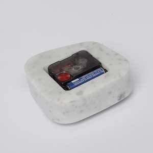 The CRAFT EXIM Luxury Natural Marble Quartz <b>Art</b> <b>Deco</b> Desk <b>Clock</b> Handcrafted Home Office Timepiece - Product Image 5