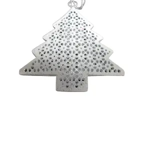 Antique Design Iron Metal Decorative Small X-Mas Tree Silver W/Gliter For Christmas Festival Handmade Customized