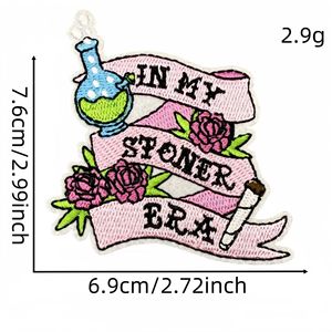 แพทช์ปักสำหรับกระเป๋า แพทช์ปักสำหรับผ้ายีนส์ 420 Stoner Era Frog Axolotl Baked Cake Lips Lighter Leaf Pink - Product Image 3