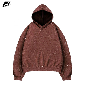 Vente Flash : Sweat à Capuche Zippé Oversize 500 GSM en Coton Lourd 100% avec Effet Délavé et Strass, Style Streetwear Tendance, OEM, Unisexe - Product Image 5