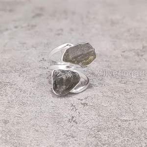 Rough Women's Ring Natural Labradorite Gemstone Double Stone Christmas <b>Birthday</b> <b>Gift</b> Handmade Jewelry 925 Sterling Silver Ring - Product Image 4