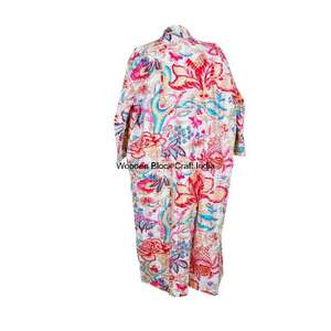 Veste matelassée pour femmes en coton biologique 100% Imprimé floral Fait à la main Kantha Manches trois quarts Pour filles et femmes - Product Image 6