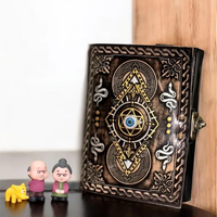 Journal Grimoire en Cuir Œil Maléfique Gothique Fait Main, Livre de Sortilèges, Journal des Ombres, Wiccan, Journal de Sorcière Vintage, Artisanat de Sorcellerie Gaufré, Fête des Mères
