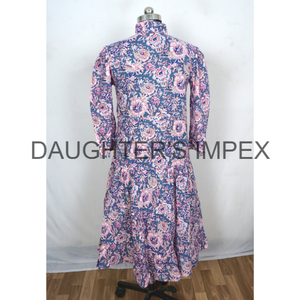 Tunique florale 100% coton faite à la main pour femmes, robe à la mode, longueur midi, tenue de fête, décoration en dentelle, confortable, naturelle, numérique - Product Image 6