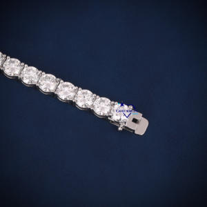Iced Out Round Cut Moissanite Diamond 6.5 MM Tennis <b>Bracelet</b> 925 <b>Sterling</b> <b>Silver</b> Stylish and Elegant For Him Her Hip Hop Jewelry - Product Image 5