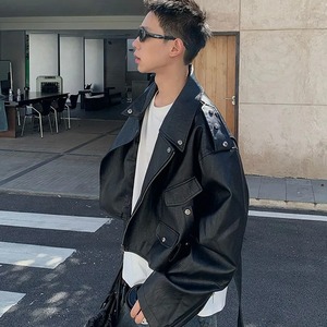 เสื้อแจ็กเก็ตผ้าใบหนังแท้สำหรับผู้ชายเสื้อโค้ทตัวสั้นปกพับลง2023กันน้ำและระบายอากาศได้ดี - Product Image 5