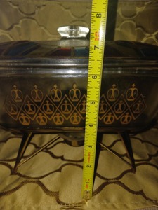 หม้ออบทรงสามเหลี่ยมฝาแก้วสีสันสดใส พร้อมฝาปิดสีทอง สำหรับทำอาหาร อบ ตั้งโต๊ะเสิร์ฟ รับประทานอาหาร ใช้ในครัวและบ้าน - Product Image 3