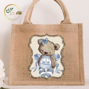 Bolsa de yute de alta calidad ecológica colorida impresa personalizada bolsa de compras reutilizable papel de regalo Natural para boda promocional - Product Image 1