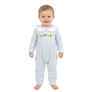 Barboteuse Bébé Adorable à Col Peter Pan, Motif à Carreaux, Imprimé Animaux de la Ferme, Sans Manches, Respirante, en Coton Doux, Unisexe, pour Bébé, Été - Product Image 1