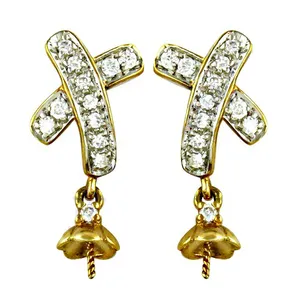 Pendientes de Diamantes en Forma de Cruz, Chapados en Oro Rosa sobre Plata, Joyería Elegante para Mujer, para Bodas, con Corte Baguette y Engaste en Canal - Product Image 3
