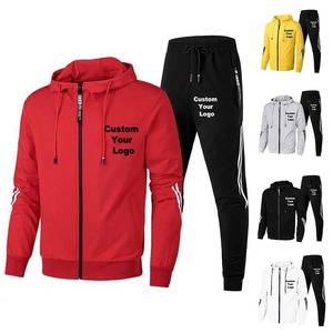 Survêtements avec logo personnalisé pour hommes Sweat à capuche et pantalon de survêtement à fermeture éclair Ensembles 2 pièces Survêtements décontractés pour hommes - Product Image 1