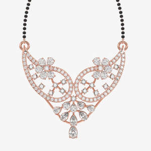 Women's 18K Gold Mangalsutra <b>Necklace</b> with Round & Pear Cut Moissanite Diamond Elegant Jewelry - Product Image 5