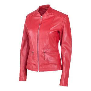 Blouson de moto en cuir d'agneau véritable imprimé sur mesure de qualité supérieure pour femmes - Écologique, coupe-vent, chauffant, séchage rapide, finition - Product Image 1
