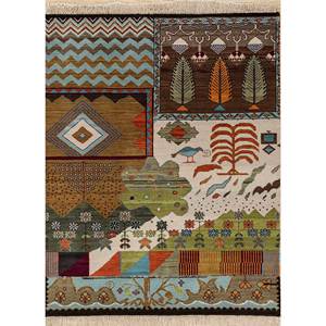 พรมขนสัตว์ถักมือสีเบจและสีน้ำตาล Weaver Art Reserve รุ่น Le-5001 ลายปะติดปะต่อ เหมาะสำหรับตกแต่งห้องนั่งเล่นวัยรุ่นและทางเดิน - Product Image 1