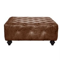 Echtes braunes Leder-Sofa-Set mit Knopfheftung, industriell-modern, luxuriös, dreisitzig, verstellbar, Holzrahmen, umweltfreundlicher Schaumstoff, aufblasbar