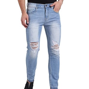 Pantalons en denim Oxford décontractés pour hommes, vente en gros d'usine, jeans droits, respirants, taille mi-haute, coupe régulière, braguette à boutons, poids moyen, OEM - Product Image 3