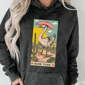 Sudadera con capucha de algodón pesado con logotipo personalizado Sudadera con capucha sin cuerda vintage lavado ácido sol desteñido Sudadera con capucha desgastada - Product Image 1