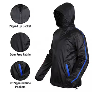 Fitness et musculation personnalisé à manches longues respirant séchage rapide taille élastique sweat veste sauna costume avec poches pour hommes - Product Image 3