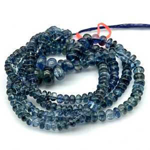 Collar de cuentas lisas de cianita azul neón Welo Natural piedras preciosas pulidas naturales para joyería elegante y estilo oceánico vivo - Product Image 1