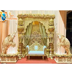 Dekorasi panggung acara pernikahan yang cantik dengan dekorasi panggung tiang ganda gajah untuk dekorasi panggung pernikahan klasik