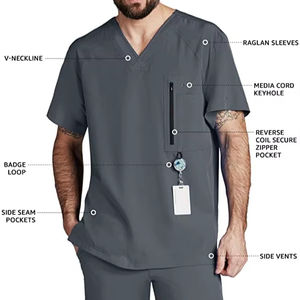 Nuevo diseño Hospital Scrubs Set Enfermería Estiramiento Uniformes Set Venta al por mayor Top y Pantalones - Product Image 1