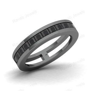 Good Quality Fine Jewelry 925 Sterling Silver Gemstone <b>Black</b> Eternity Vermeil Factory Price Engagement Jewelry <b>Rings</b> for <b>Men</b> - Product Image 3