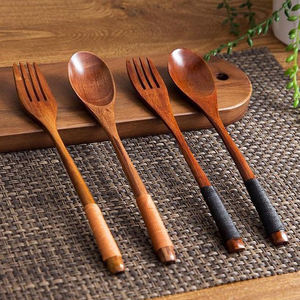 El juego de cubiertos de madera de mango natural hecho a mano ecológico más vendido incluye cucharas y tenedores para bodas y restaurantes - Product Image 5