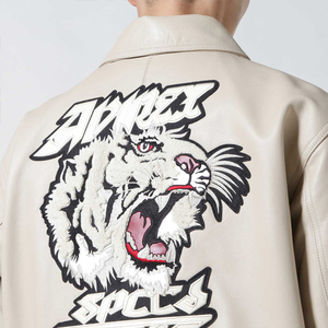 OEM Custom <b>Men's</b> Vintage Bomber Baseball <b>Jacket</b> Chenille Embroidery Patch <b>Leather</b> Sleeve Varsity Letterman Style - Product Image 2