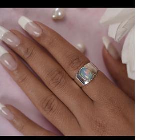 Bague opale éthiopienne en argent sterling 925 faite à la main bijoux en pierres précieuses naturelles élégantes pour femmes octobre pierre de naissance cadeau chrétien - Product Image 2