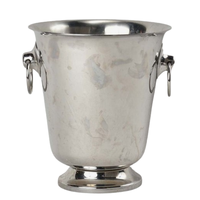 Seau à glace à double paroi en acier inoxydable fini brillant avec poignée en laiton Champagne tenant seau accessoires de barre seau à glace