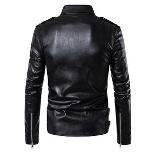Chaqueta de Motociclista de Cuero para Hombre, Estilo Universitario, Holgada, con Letras, para Invierno - Product Image 5