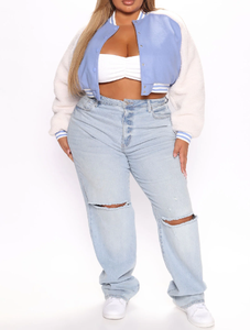 Letterman bordado Varsity chaquetas hombres mujeres Sherpa Varsity chaqueta streetwear crop personalizado Varsity chaqueta hombres - Product Image 5