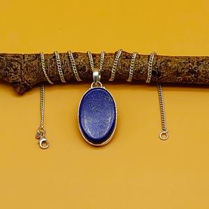 Artisan Fabriqué 925 Collier En Argent Massif avec Lapis Lazuli Cabochon Bohème Style Pendentif Cadeau pour Femmes Fine Pendentifs Charmes - Product Image 3
