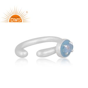 Dernière conception de boucles d'oreilles en argent sterling fin avec topaze bleue naturelle, fabricant de bijoux - Product Image 2