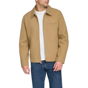 Veste en simili cuir vintage pour homme, couleur unie, col montant, fermeture éclair sur le devant, logo, technique de lavage, imperméable, écologique pour l'hiver - Product Image 2