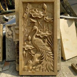 Hand-Carved Natural White Marble Sculpture Wall Panel 3D <b>Stone</b> <b>Reliefs</b> Mural for Decorative Use - Product Image 1