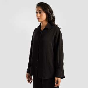 Chemise noire vintage tendance Threadline en popeline, satin et mousseline, imprimée, coupe ajustée, décontractée, pour le quotidien, été et printemps, taille XL - Product Image 3