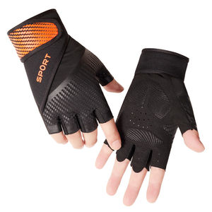 Guantes de gimnasio transpirables de medio Dedo de cuero ligero para levantamiento de pesas ejercicio entrenamiento de Culturismo - Product Image 1