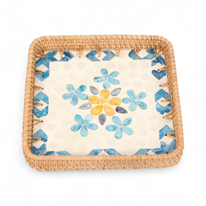 Bandeja de Servicio Moderna de Ratán Natural con Madreperla para Servir Aperitivos, Bebidas y Uso Diario en la Mesa de Comedor - Product Image 2