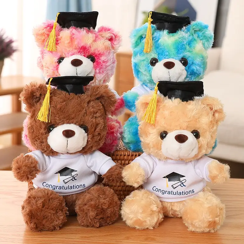 Graduation Bear Dolls Children Birthday Gifts Doctor Teddy Bear Student Toys Pendant Stuffed Animal Cute for Boys Girls Graduate