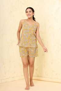 Pijama con estampado de cuadros indios de algodón hecho a mano para mujer, traje de pijama étnico Floral, vestido de noche suave y cómodo, monos - Product Image 3